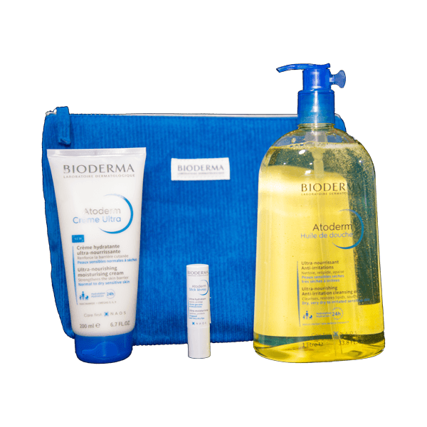 Bioderma Atoderm Trousse Mon Rituel P/seches A Tres Seches( Huile Douche 1L + Cr Ultra + Stick Levres Offert )