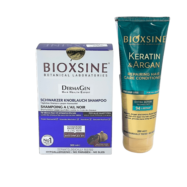 Bioxsine Shamp Anti-chute Ail Noir Tt Chvx 300ML+APRES Shp Keratine&argan Fl/250ml