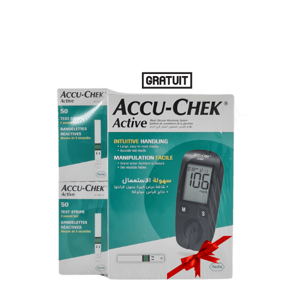 Accu-chek Active Coffret : 50 Bandelettes + Appareil 10 Bandes Offertes