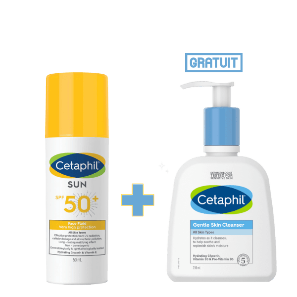 Cetaphil Pack Écran Fluide Visage Inv SPF50+ + Gentle Skin 236ML Offert