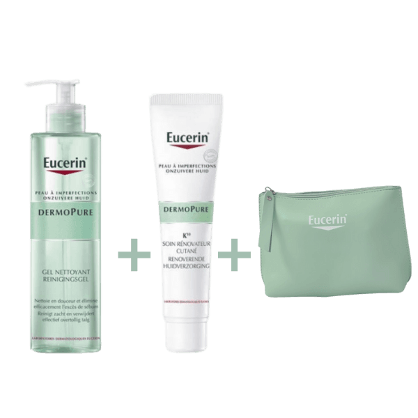 Eucerin Dermopure K10 Soin Renovateur Cutanee 40ML+GEL Nettoyant Avec Pompe 200ML+TROUSSE