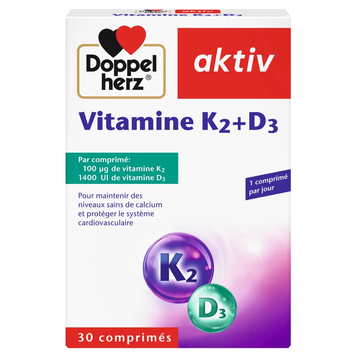 Aktiv Vitamine K2 + D3 30 Comprimés