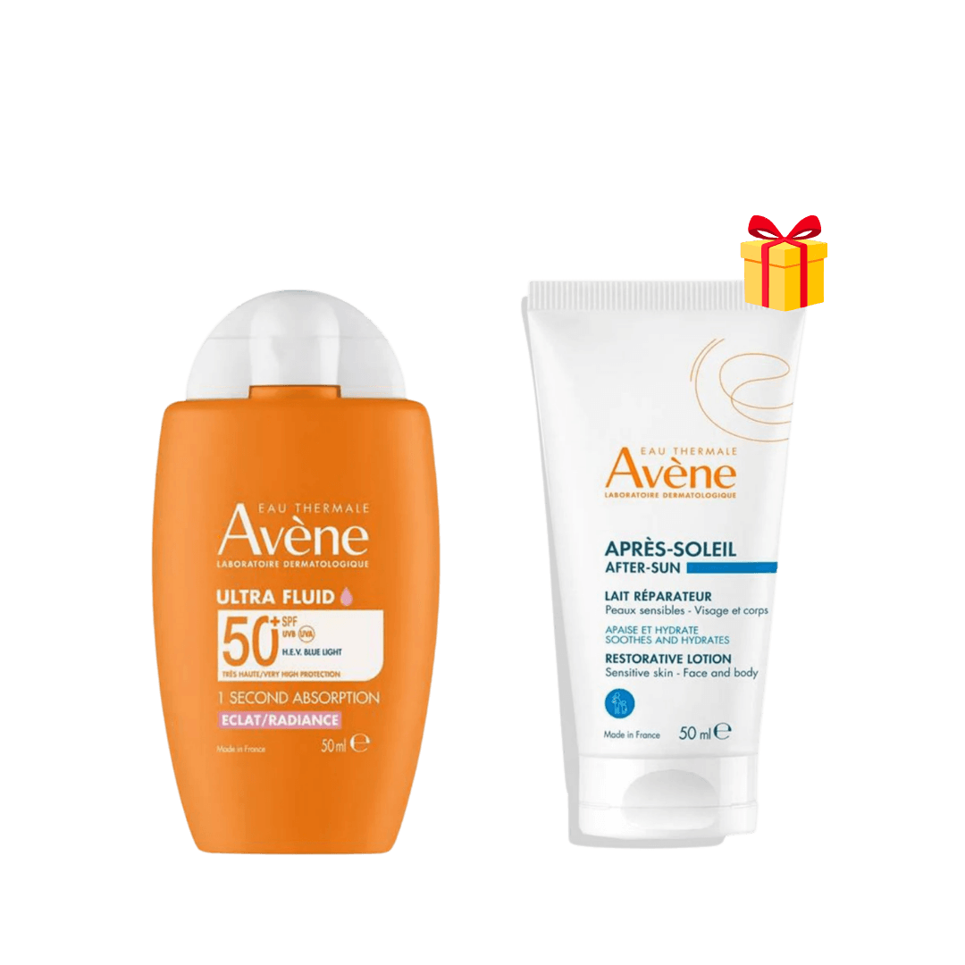 Avene Duo Bultra Fluid Eclat Radiance Spf50+ 50ML + Lait Apres-soleil 50ML Offert