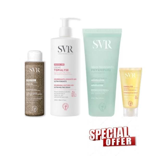 B.p SVR Xerial Gommage + Topialyse Creme + (physiopure Gelee 200ml Topialyse Huile Lavant 55ml Offert)