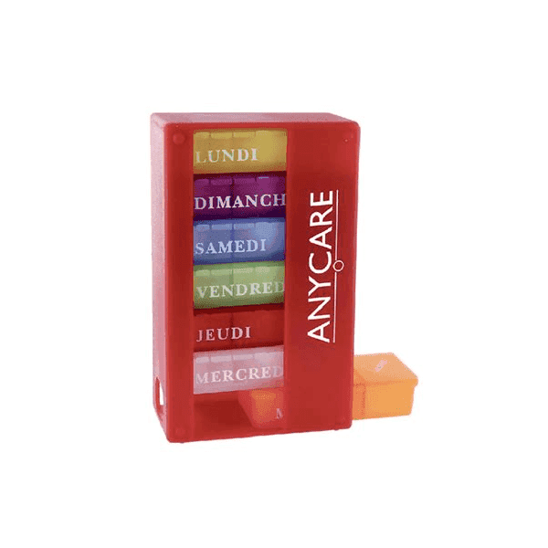 Anycare Pilulier Hebdomadaire Rouge 7jrs