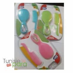 Baby Pur Brosse Et Peigne Hochet Rose/vert/bleu