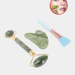 Kiss Lovely Coffret De Massage Rouleau Et Gua Sha + Brosse Pour Les Masque