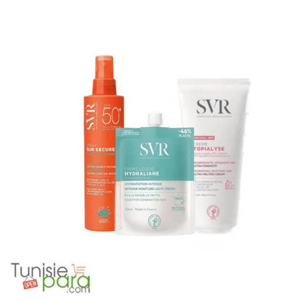 SVR Pack Sun Secure Spray + Hydraliane Leger + Topialyse Creme Offerte