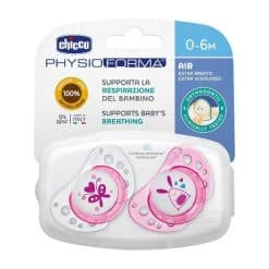 Chicco Physio Air Sucette 2 Pieces Rose 0-6 M