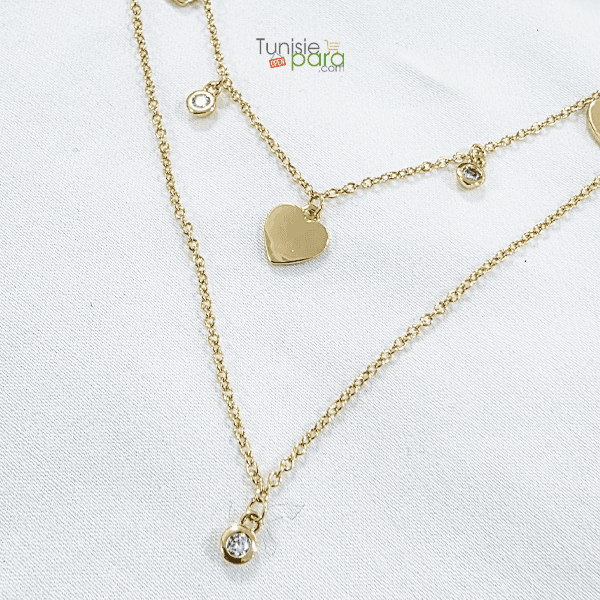 Collier Double Rang En Acier Inoxydable Dore