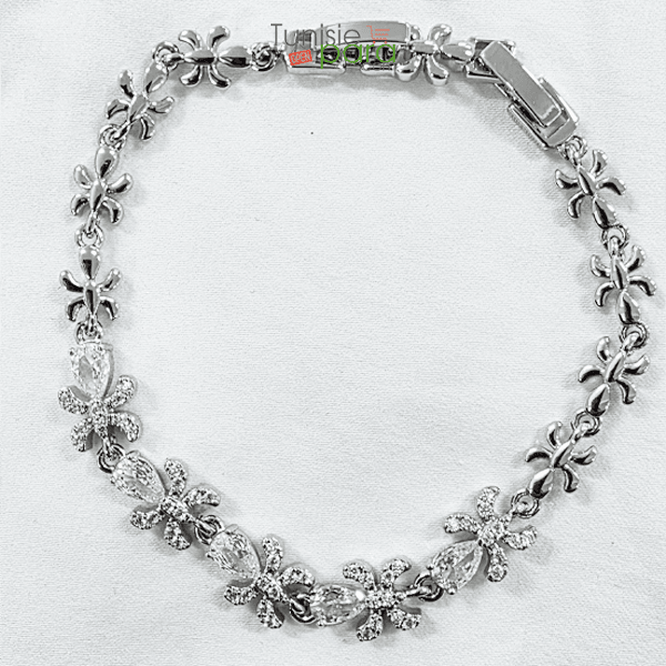 Bracelet Jardin De Cristaux En Acier Inoxydable Argente – Fleurs Et Cristaux Poires
