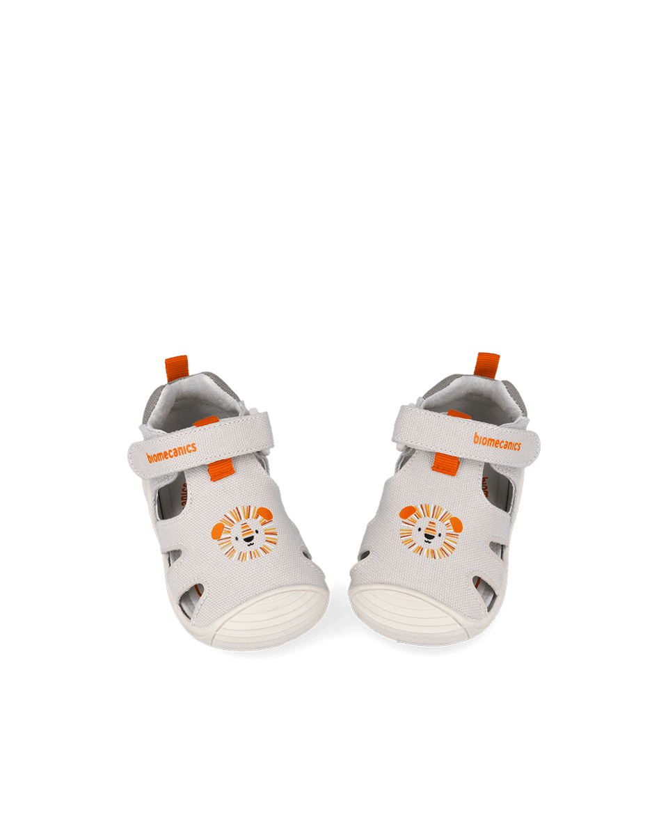 Sandales Biogateo En Toile Beige Et Orange Ref: 262185-B103