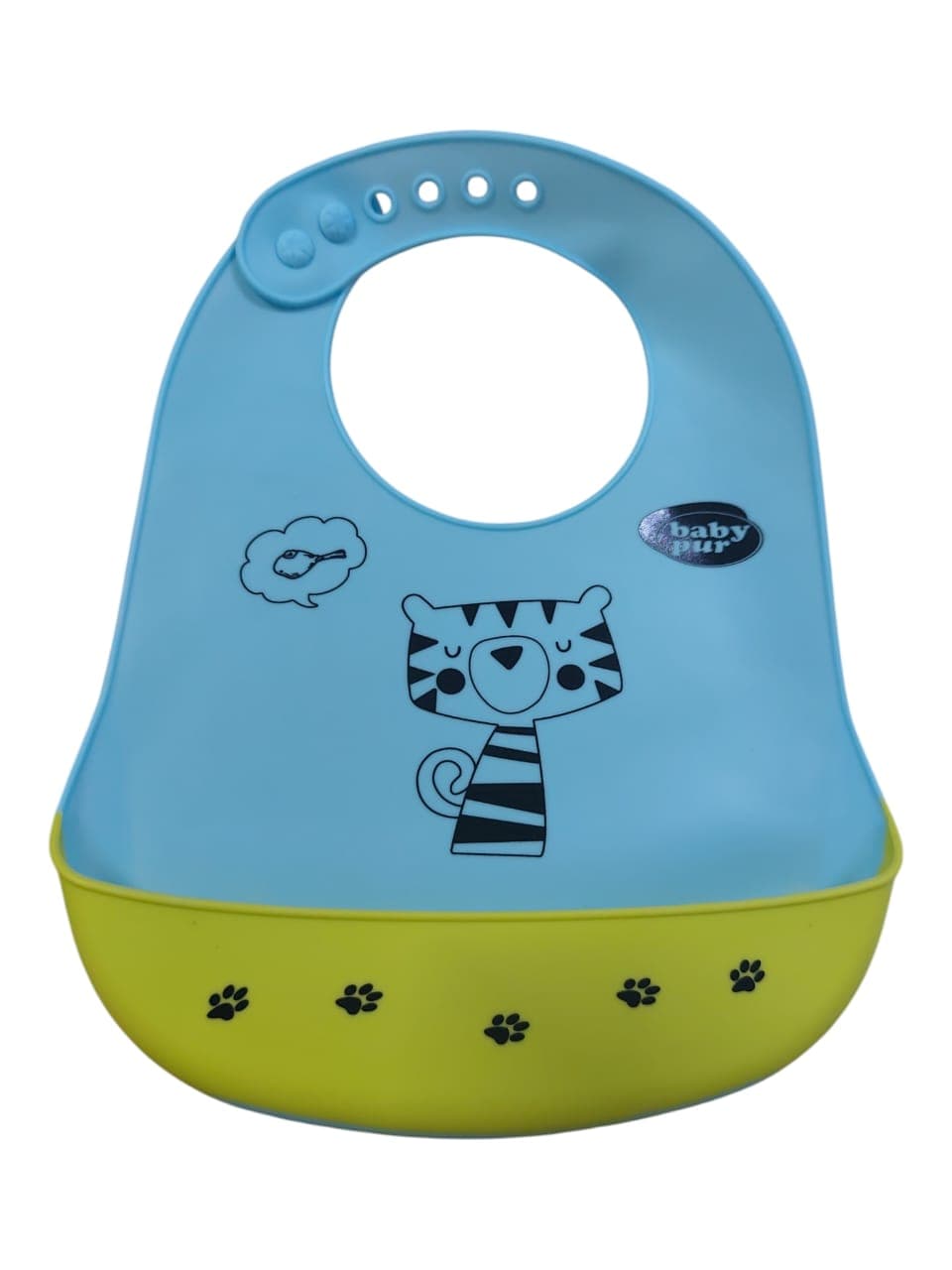 Baby Pur Bavoir Souple Avec Recuperateur Bleu