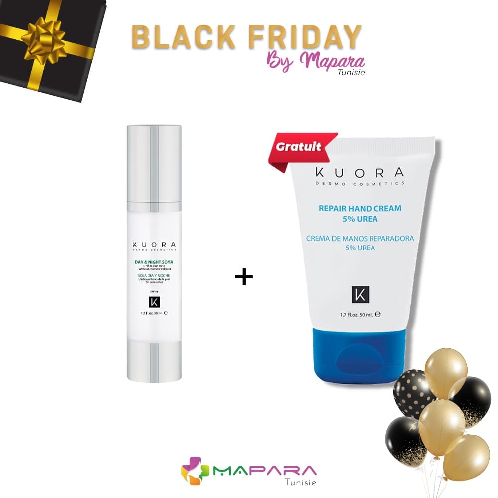 Kuora Fluid Soya Day Night 50ml + Creme Main 5% Urea 50ml (offert)
