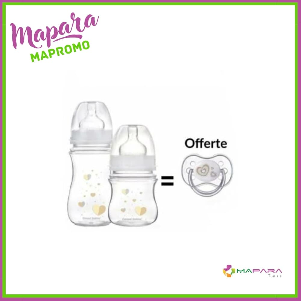 Canpol Biberon Beige 120ml + Biberon Beige 240ml + Sucette Beige 0-6m (offert)