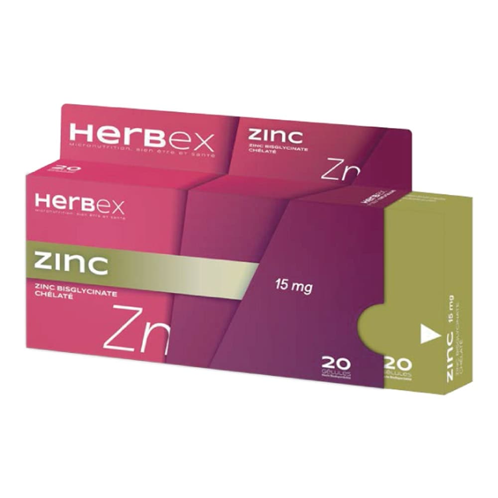 Herbex Zinc 15mg 20 Gelules