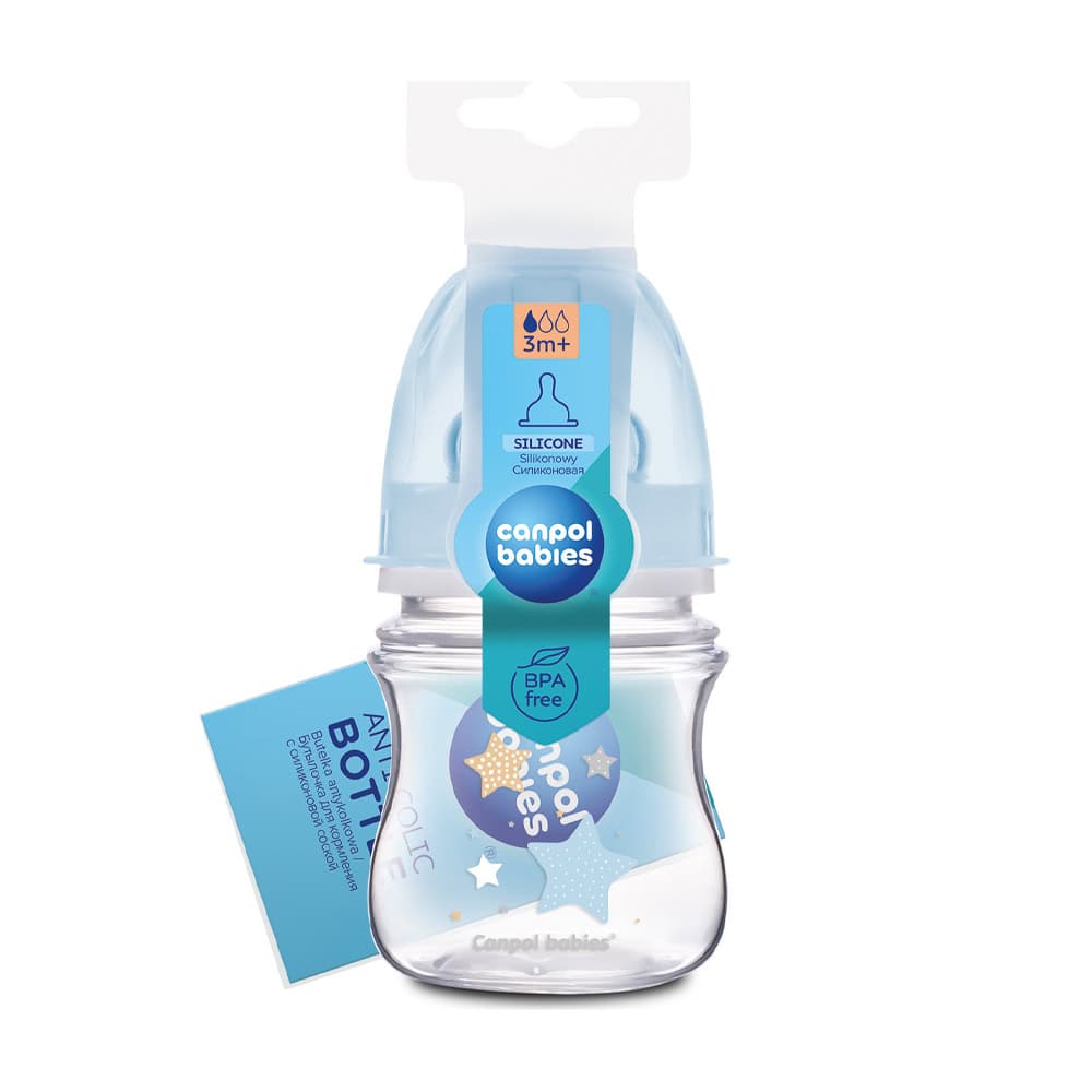 Canpol Biberon Anti Colique Col Large Nouveau Ne Bleu 120ml – 35/216