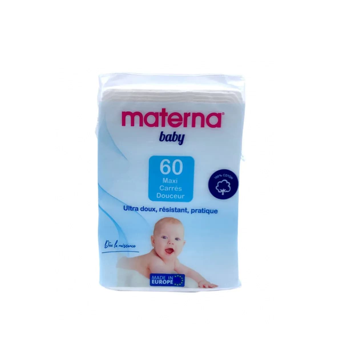 Materna Coton Baby Maxi Carres Douceur 60 Pieces