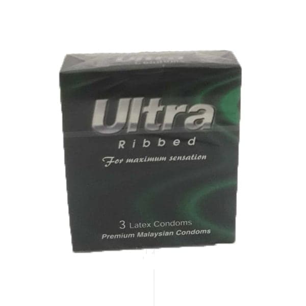 Ultra Condom Ribbed 3 Pieces