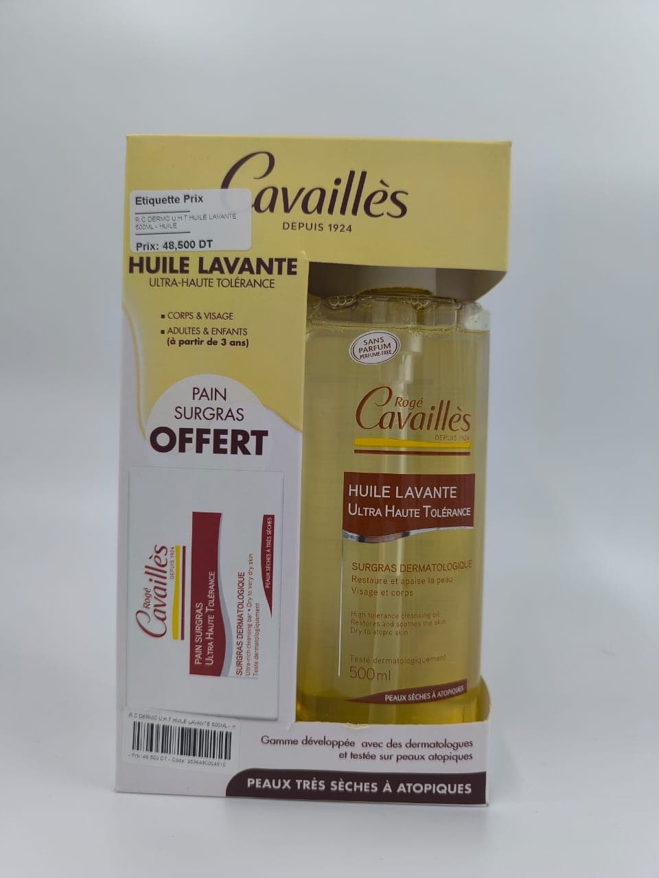 Roge Cavailles Uht Huile Lavante 500ML+PAIN Surgras Offert