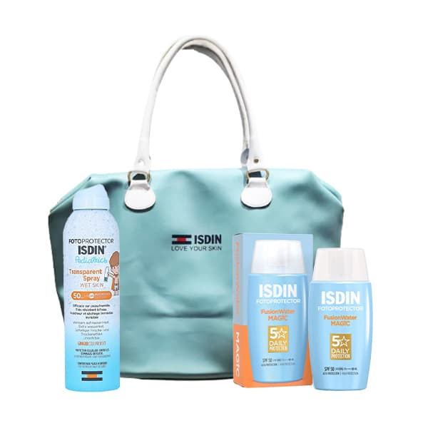 Pack ISDIN Foto Protector Spray Kids + Fusion Water SPF50+ Avec Sac Offert