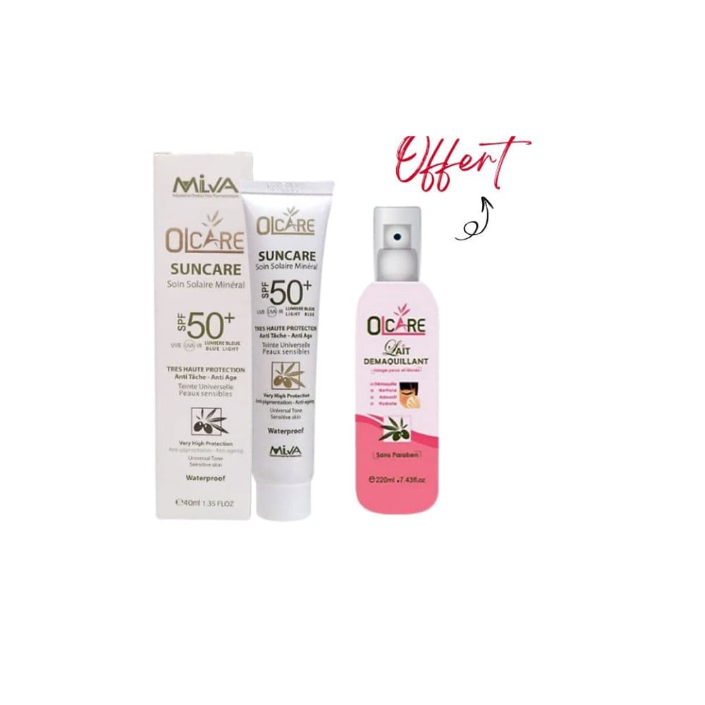 Olcare Suncare Ecran Solaire Mineral Teinte Spf50+ 40ml + Lait Demaquillant Gratuit