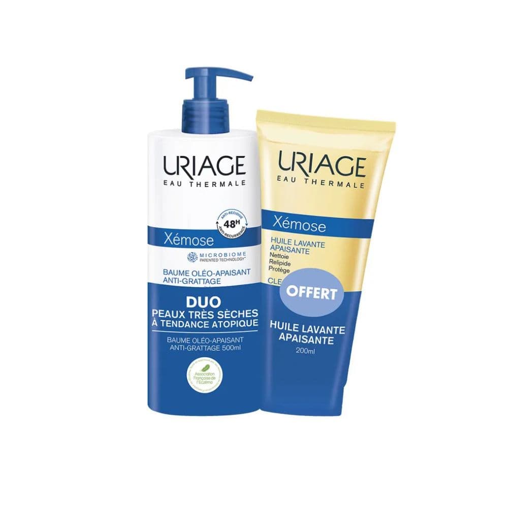 Uriage Xemose Baume Oleo-apaisant Flacon Pompe 500 ML + Uriage Xemose Huile Lavante Tube 200 ML Offert
