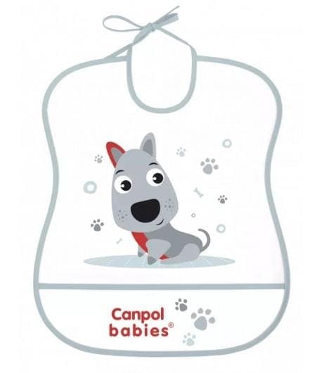 Canpol Babies Bavoir Impermeable Chien Gris Avec Poche