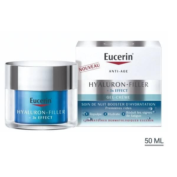 Eucerin Hyaluron Filler 3x Effect GEL Creme Soin De Nuit Booster D Hydratation 50ml (date Proche 03/2026)