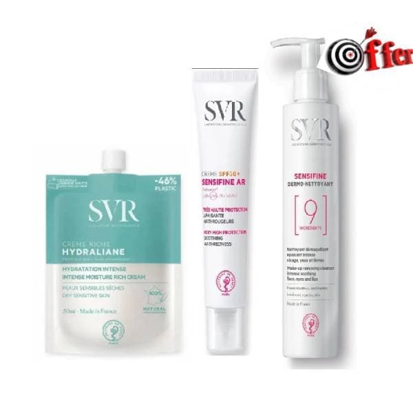 B.p SVR Hydraliane Riche + Sensifine Ar Creme Spf50+ + Sensifine Dermo Nettoyant 200ml (offert)