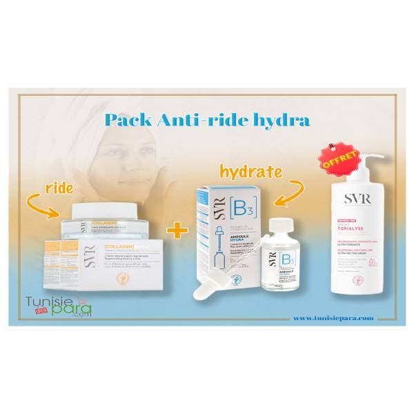SVR Pack Collagene Hydra : Collagene Biotic + Ampoule B3 Hydra + SVR Topialyse Creme 400ML Offert