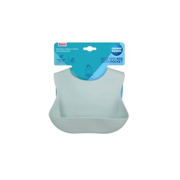 Canpol Babies Bavoir Silicone Vert Avec Poche 6M+ 51/030