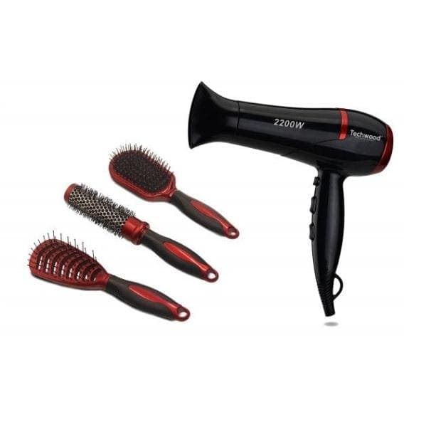 Tco-6075 Sechoir 2200W 2vit 3 Temp Air Froid + 3 Brosse Techwood