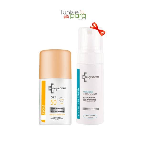 Innovaderm Coffret Innovaderm Fond De Teint Fluid Mineral Sand 02 Spf50+ +innovaderm Mousse Nettoyante Peau Normales A Seches 150ML (offert)