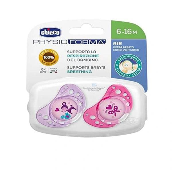 Chicco Physio Air Sucette 2 Pieces Rose 6-16 M