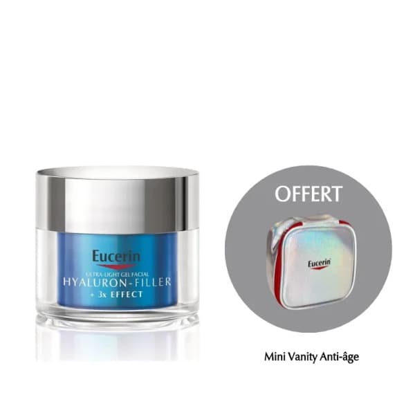Eucerin Pack : Hyaluron Filler+ 3X Effect Soin De Nuit Booster D Hydratation + Trousse Offerte
