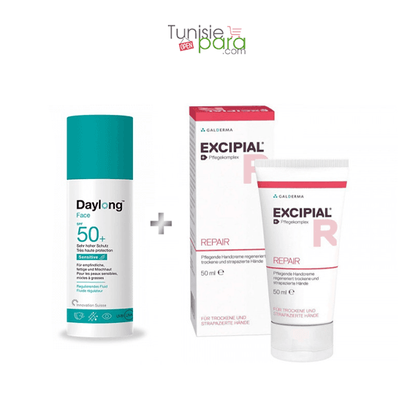 Daylong Face SPF 50+ Teinte Light Medium 50ML+EXCIPIAL Repair Sensitive Creme Mains 50ML Offert (date 07/2026)