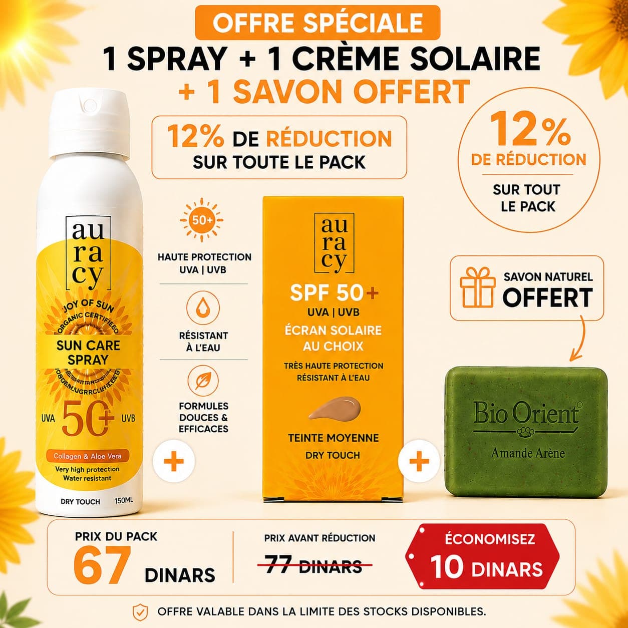 Pack Auracy: Spray + Ecran Teinte Rose + Savon (gratuit)