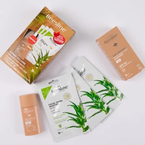 Beesline Coffret Ecran Anti Age Teintee Spf50 + 3 Masque Visage Hydratant (gratuits)