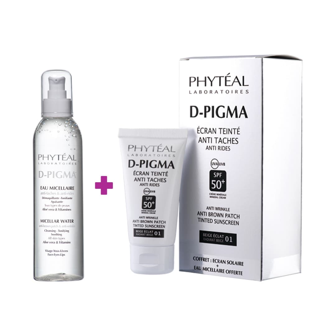 Phyteal Dpigma Ecran Teinte Beige Eclat Spf50 + Eau Micellaire A L'aloe Vera 150ml Offerte