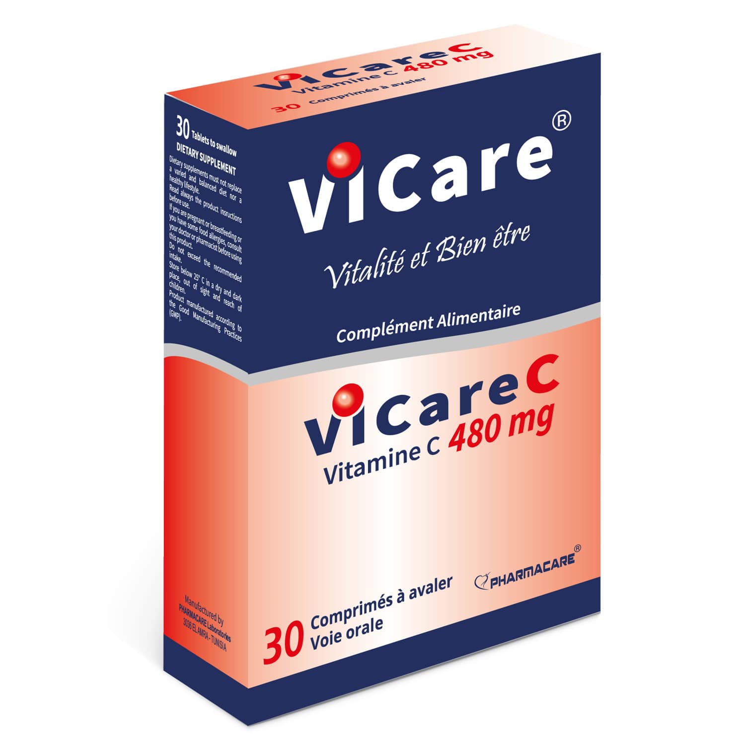 Pharmacare Vicare Vitamine C 480mg 30 Comprimes