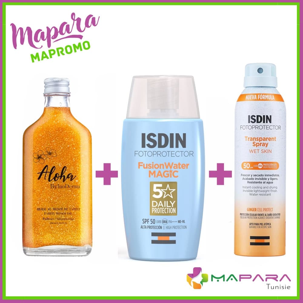 Trio Aloha Gold + ISDIN Ecran Invisible + ISDIN Spray Solaire