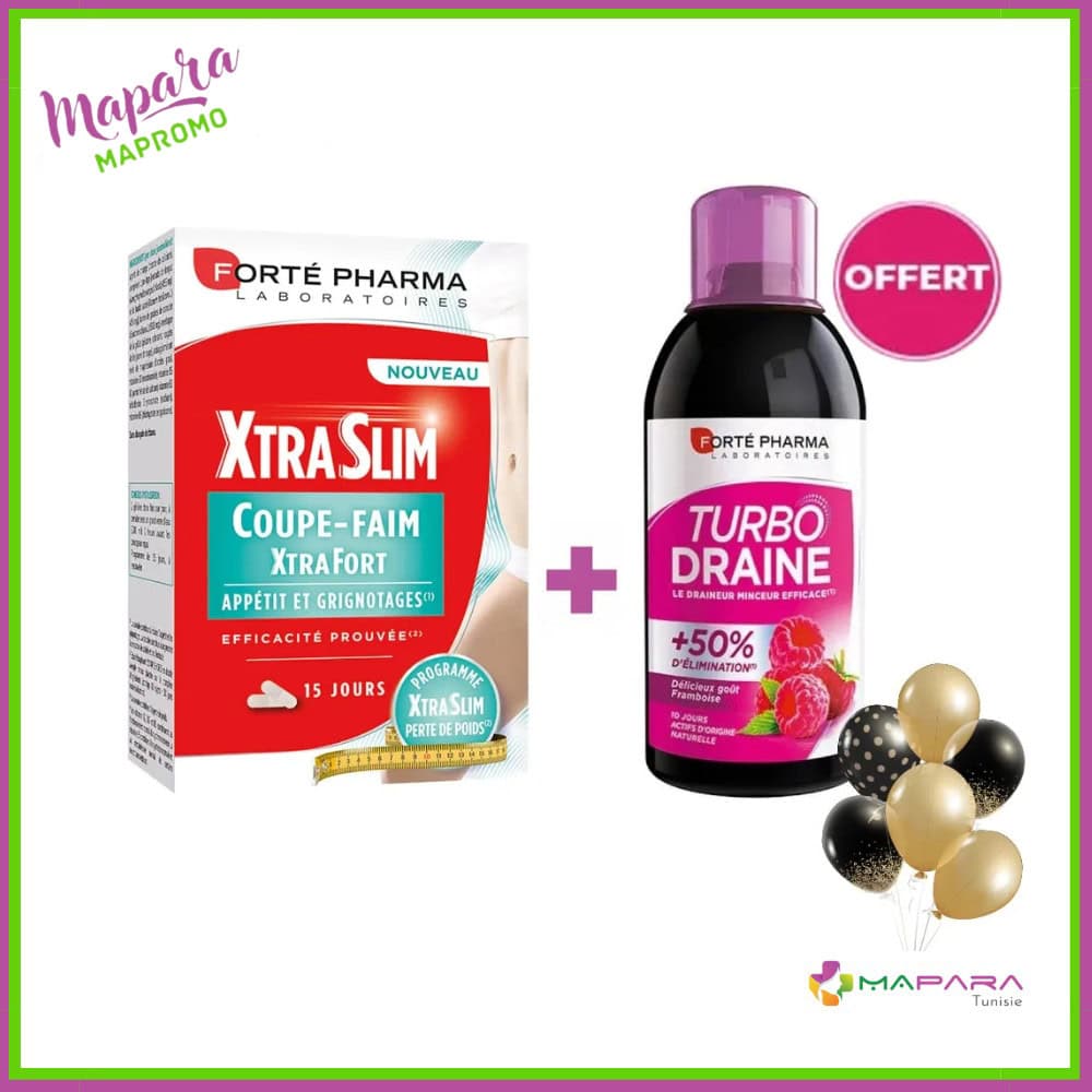 Forte Pharma Xtraslim Coupe-faim + Turbodraine Framboise 500ml (offert)