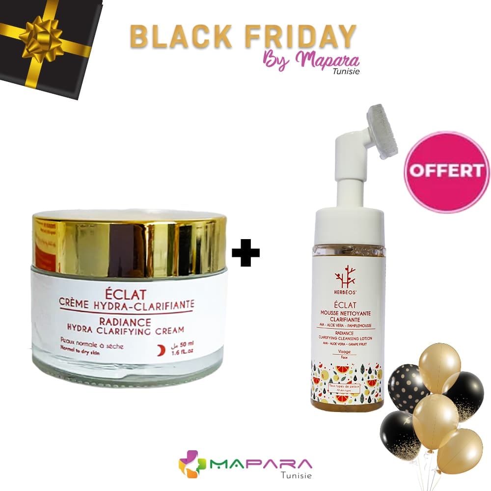 Herbeos Creme Hydra Clarifiante Eclat Nuit Peaux Normales A Seches 50 ML + Herbeos Mousse Nettoyante Clarifiante Eclat 170 ML (offre)
