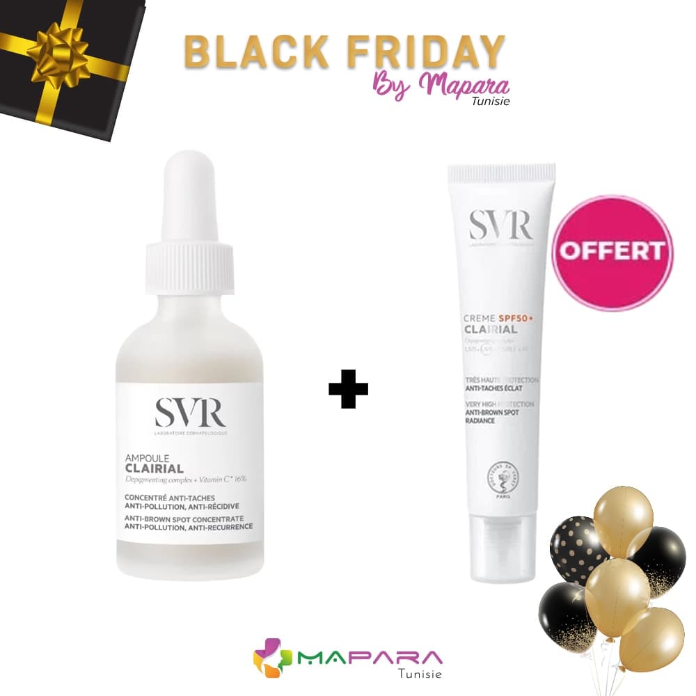 SVR Clairial Ampoule Concentre Anti-taches + Clairial Creme Solaire Anti-taches Spf50+ 40ml (offert)