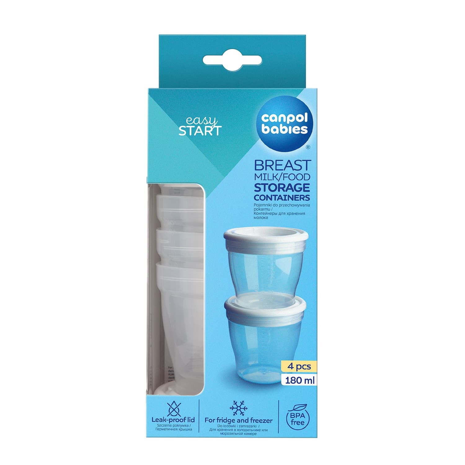 Canpol 4 Pots De Conservation Lait Maternel Et Des Aliments 180ml 12/204