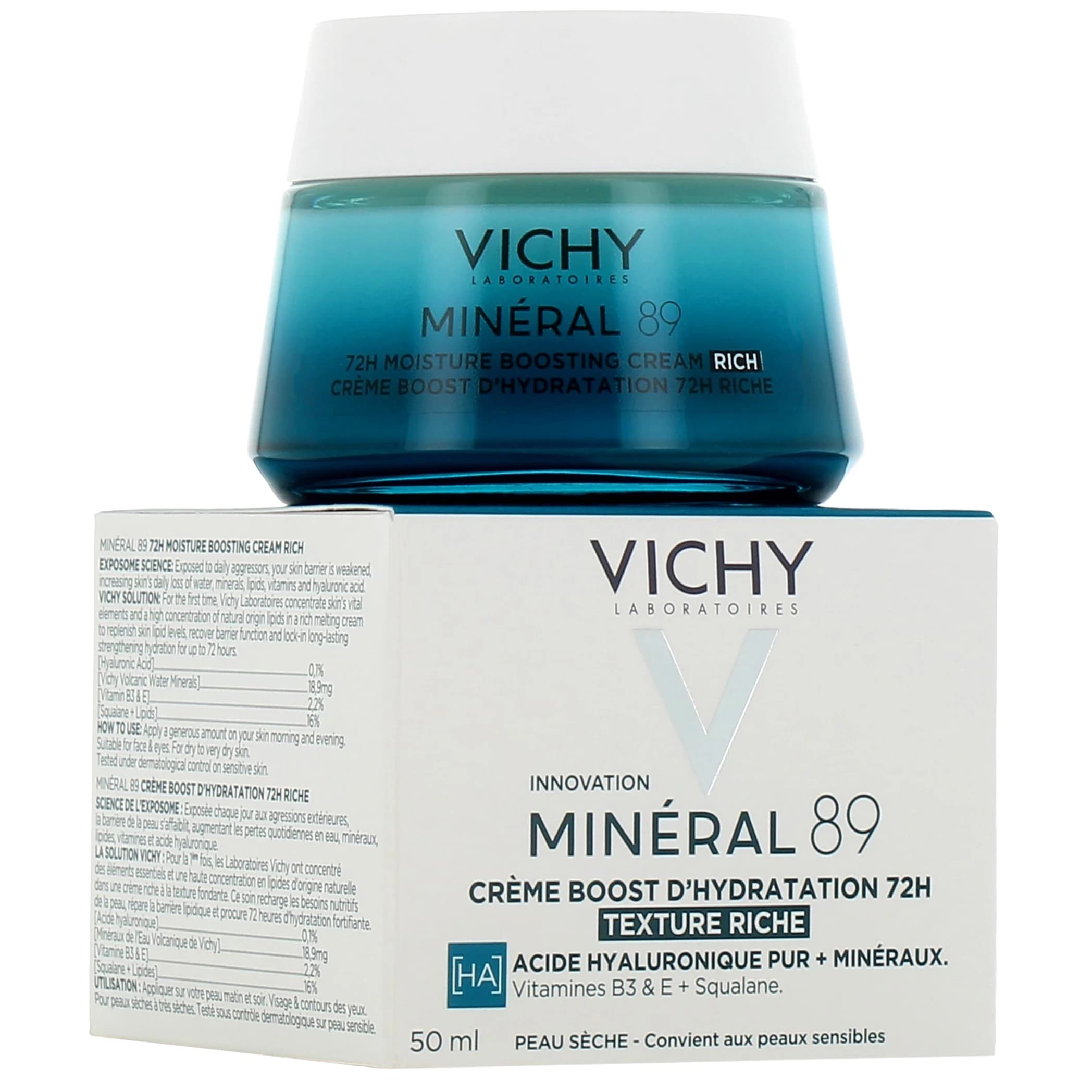 Vichy Mineral 89 Creme Boost D'hydratation Riche 72H 50ml