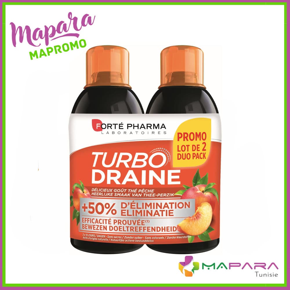 Forte Pharma Duo Pack Turbodraine Peche 2 X 500ml