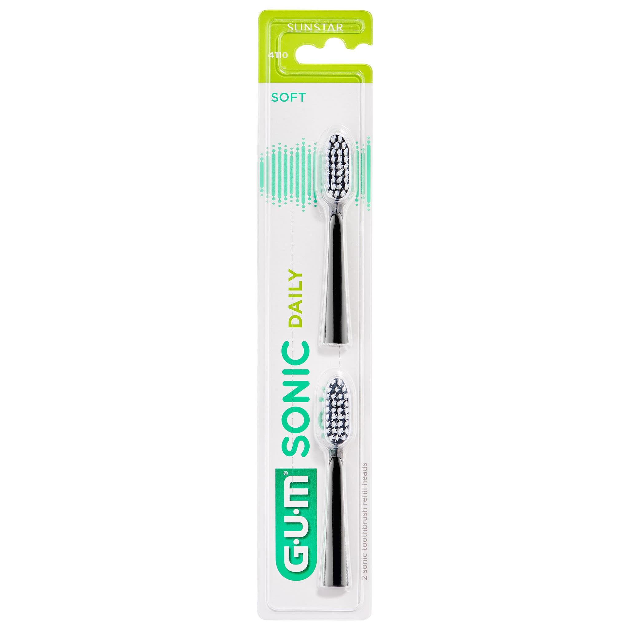 Gum Sonic Daily Recharges Brosse A Dents Noire Souple, 2 Unites 4110