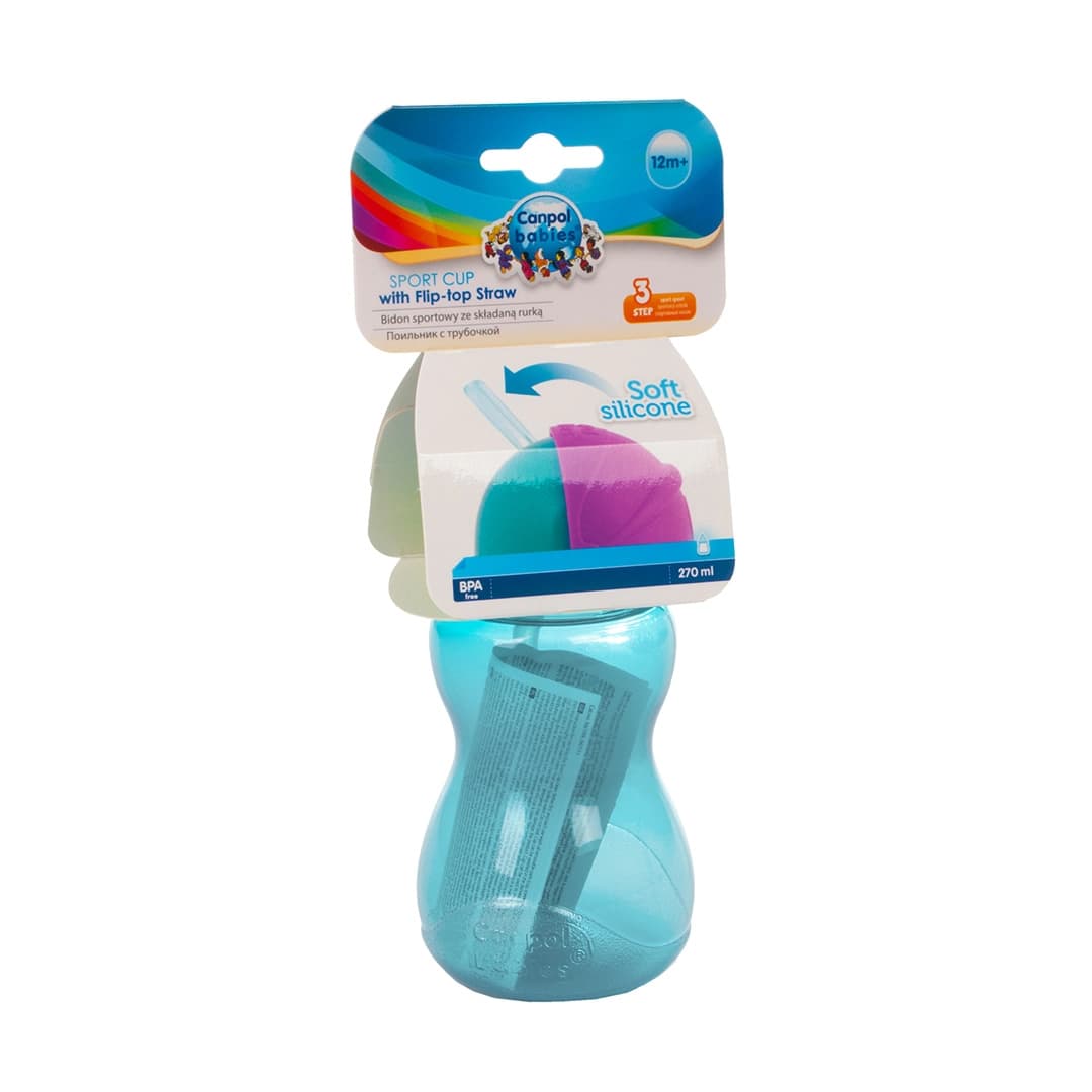 Canpol Tasse Sport Avec Paille Retractable 270ml 56/109 Bleu